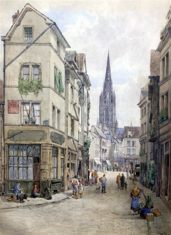 William Pitt (1855-1918) French street scene, 24.5 x 19.5in.
